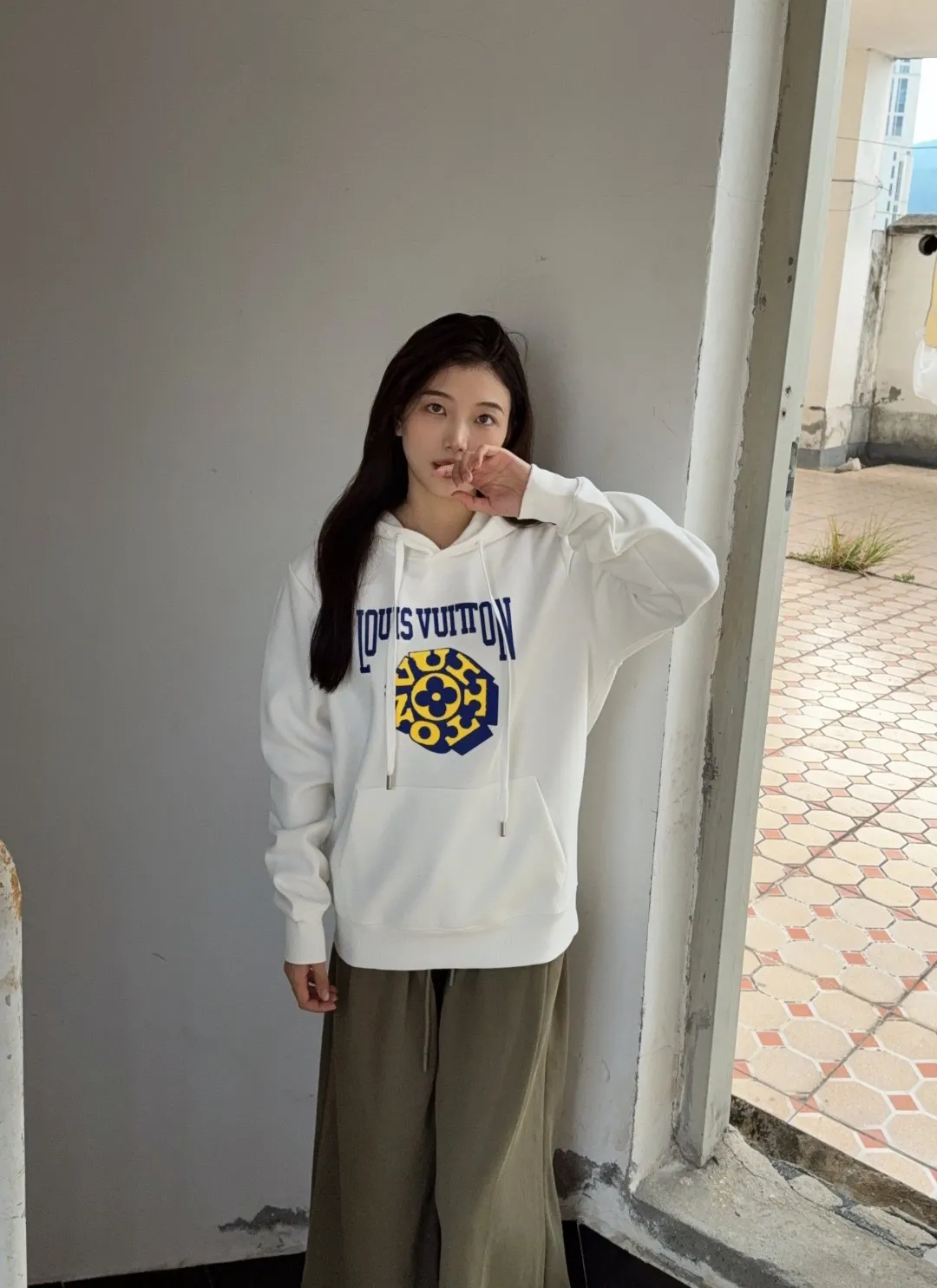 Louis Vuitton/Louis Vuitton 25Fw 3D letter patch hooded sweatshirt